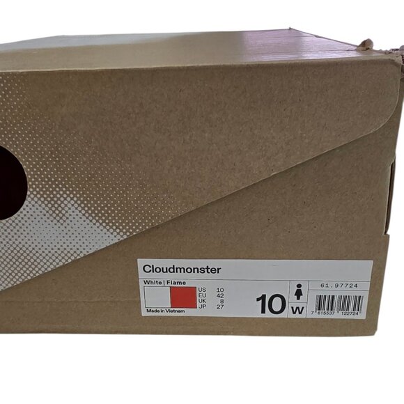 ON Cloudmonster Sneakers, White/Flame, Lifestyle, Athletic, Women's Size 10 - Picture 2 of 13